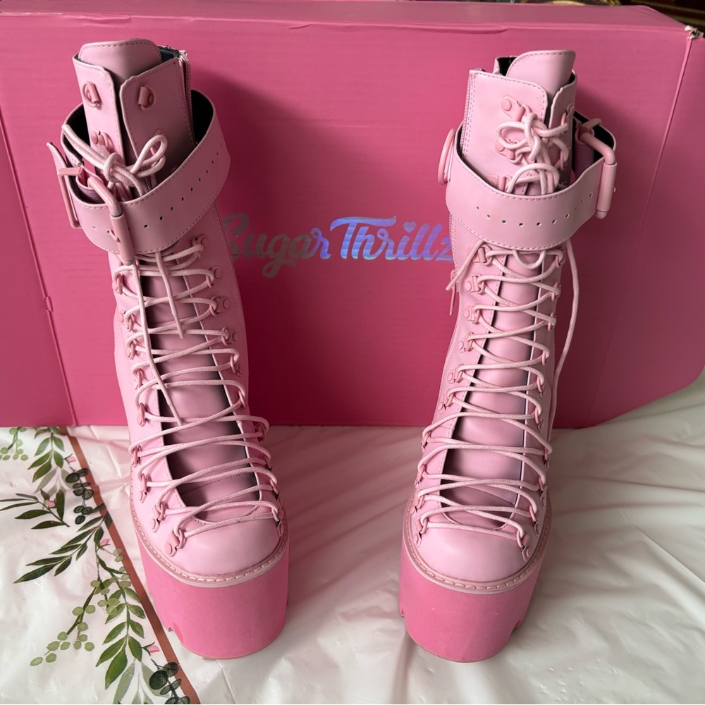 Sugar Thrillz Pink Platform Boots